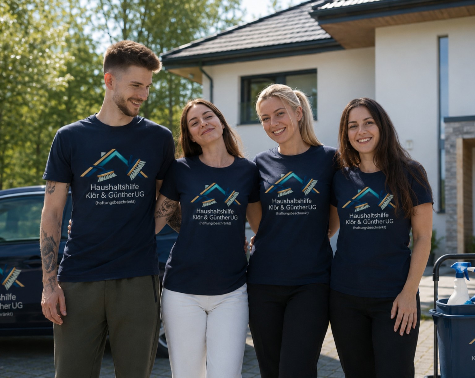 Team der Haushaltshilfe Klör & Günther UG vor einem Haus